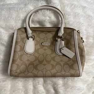 Coach Tan and Cream Satchel with Signature Design